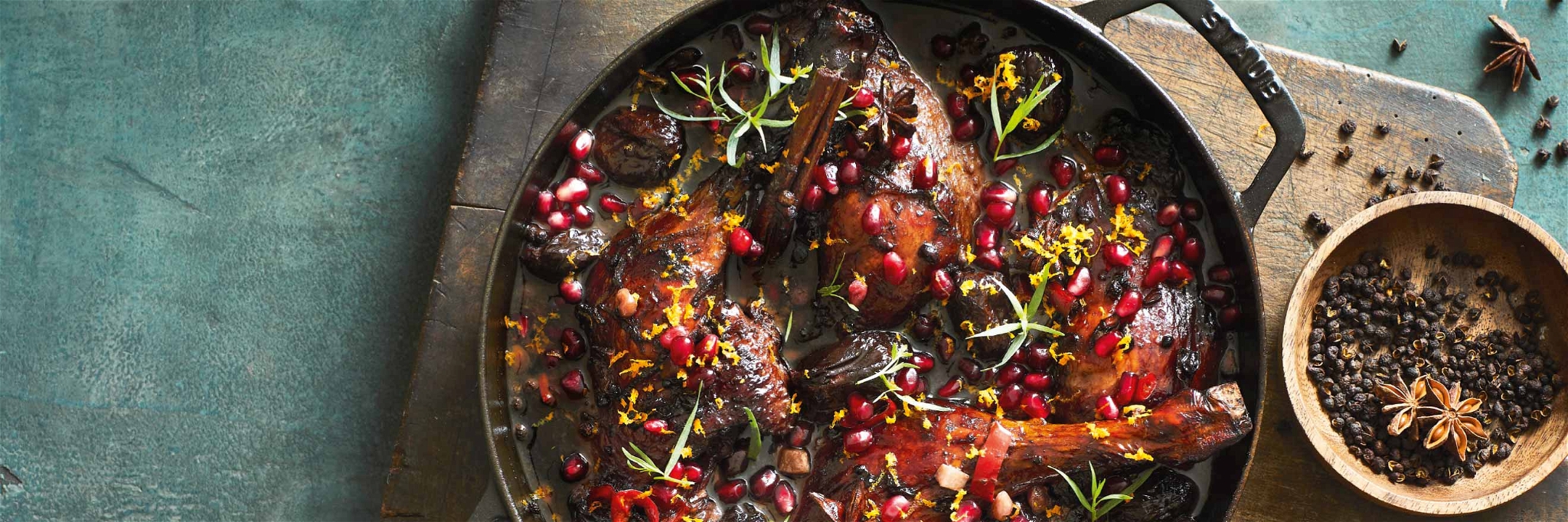 Duck Legs Braised with Pomegranate and Prunes