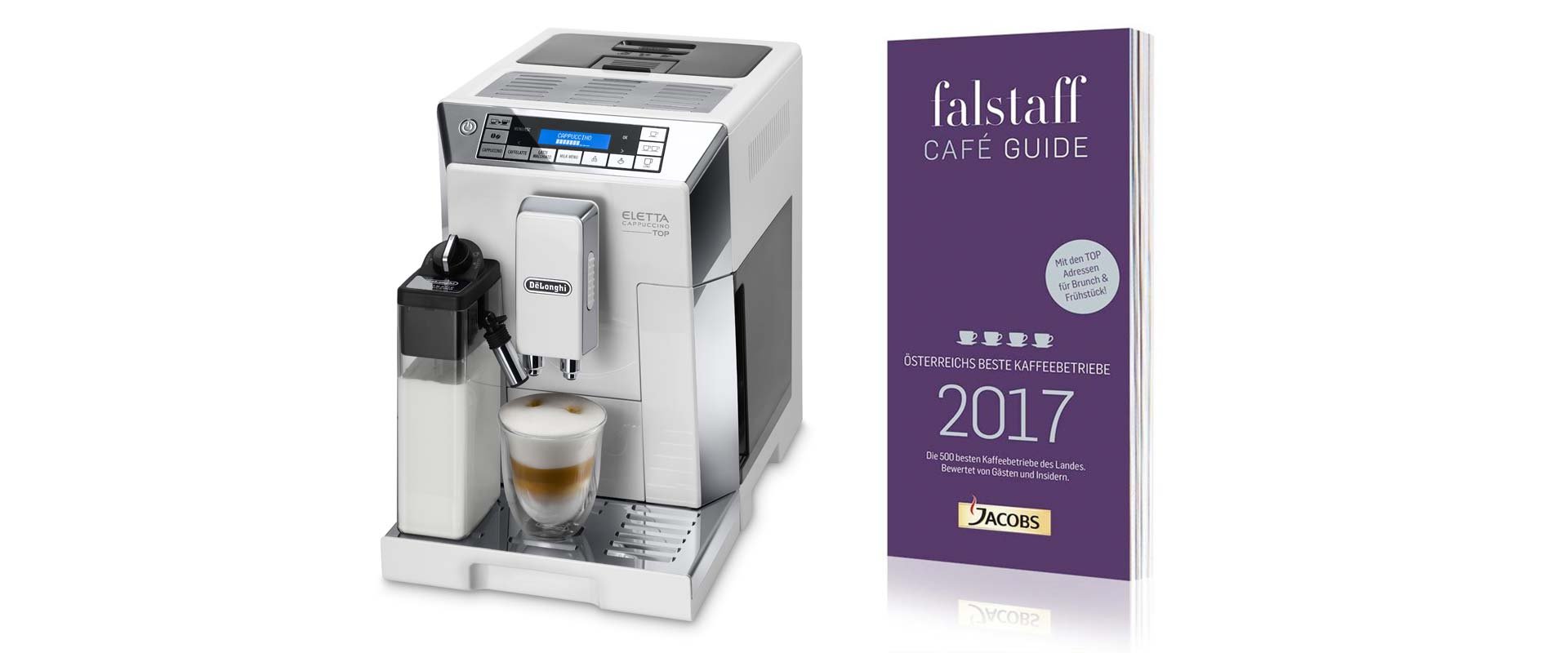 Unter allen, die ihr Voting für den Falstaff Café Guide 2017 abgeben,
 werden vier De'Longhi Eletta Cappuccino Top Kaffeevollautomaten verlost.