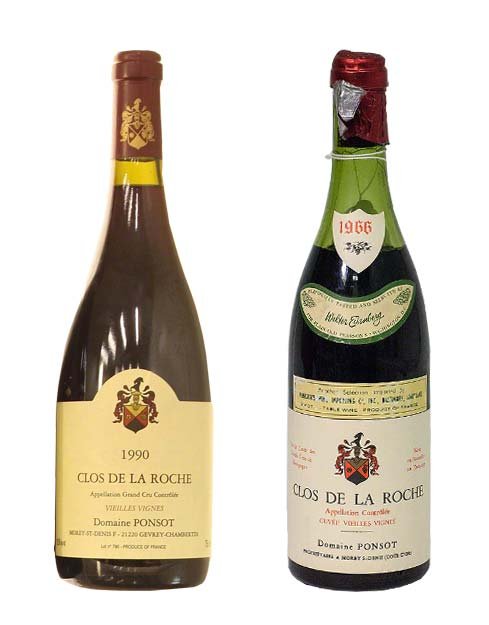Original und Fälschung: Links Ponsot Clos de la Roche, Jahrgang 1990 (kostet im Durchschnitt 1.658 Euro), rechts Jahrgang 1966.