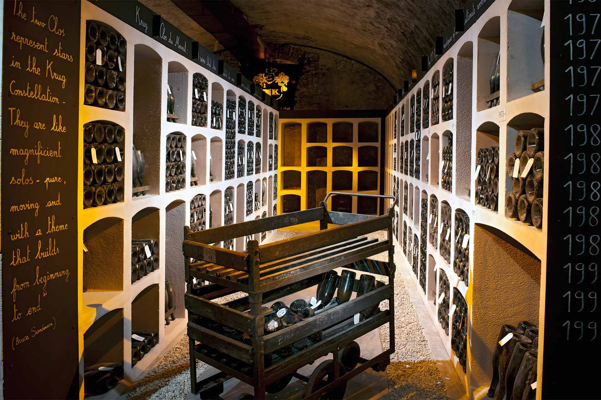 Bis zu 250 verschiedene Weine stellt Krug pro Jahr her, circa 150 werden in Reserve gehalten.