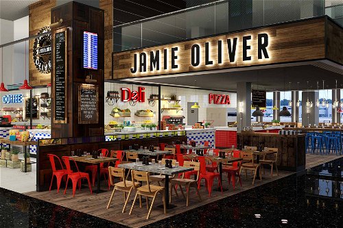 Jamie Oliver's Konzept wurde bereits am Flughafen Düsseldorf vorgestellt.