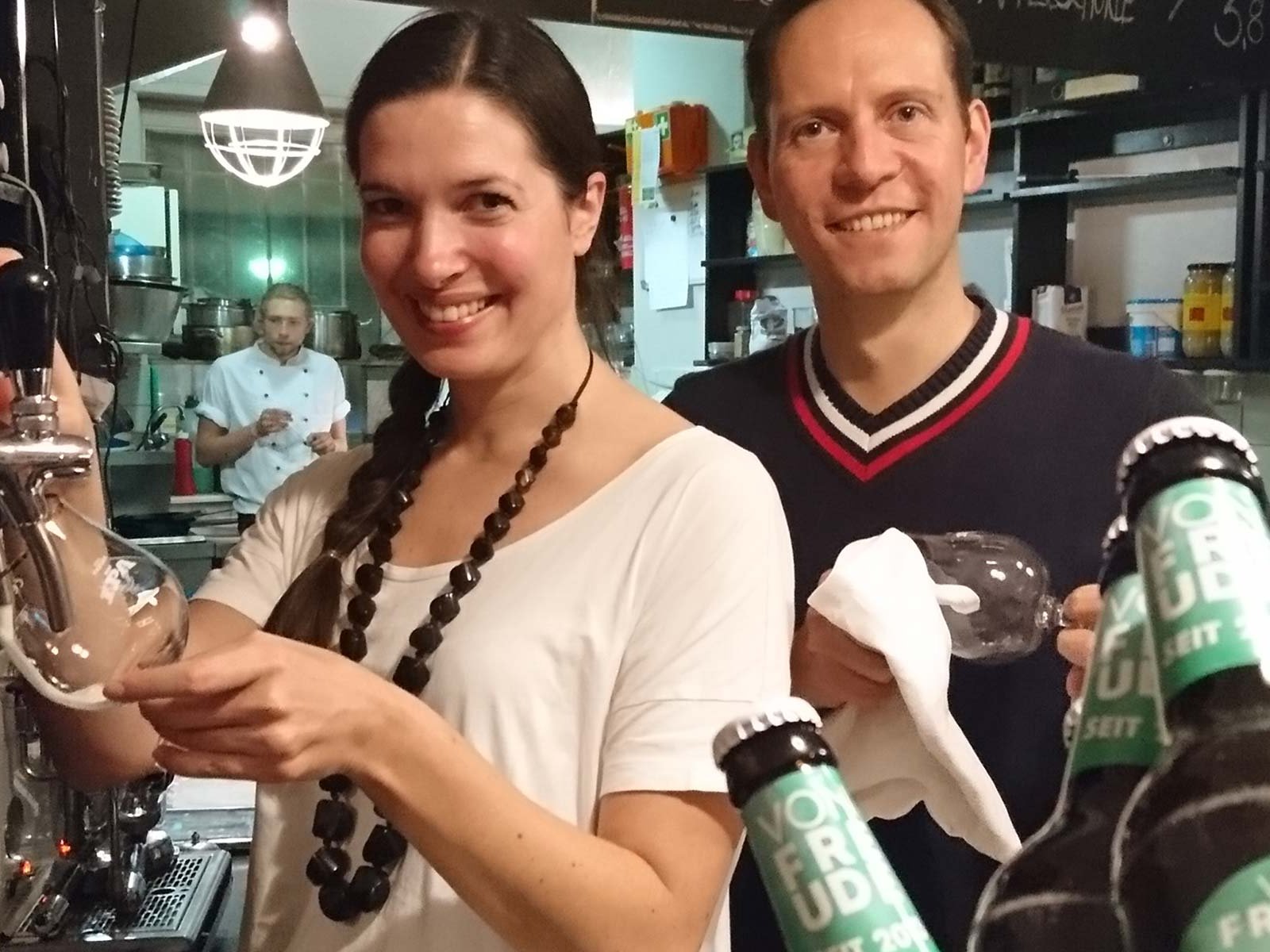 Natalie von Freude und Martin Schupeta feiern ihre vierjährige Brauerei mit einem Pop-Up.