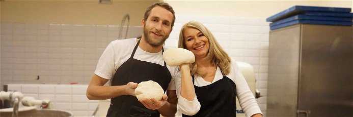 Barbara van Melle (r.) und Simon Wöckl (l.) eröffnen ihr Brotback-Atelier in der Heumühlgasse im vierten Wiener Gemeindebezirk.&nbsp;