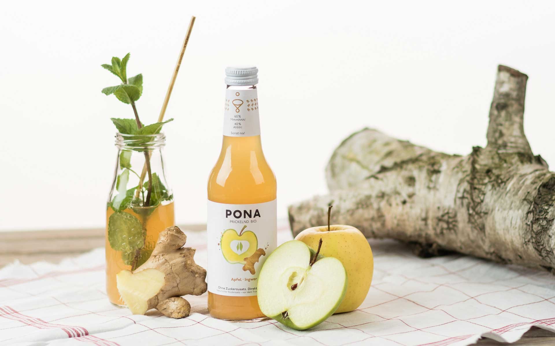 Pona Apfel-Ingwer: knackig firsche Demeter-Äpfel treffen würzig-aromatischen Ingwer