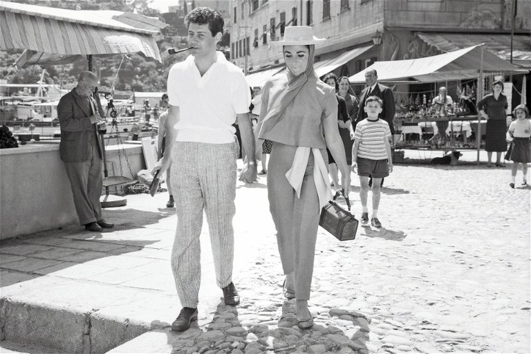 Liz Taylor mit Ehemann Eddie Fisher auf Hochzeitsreise in Portofino (1959).