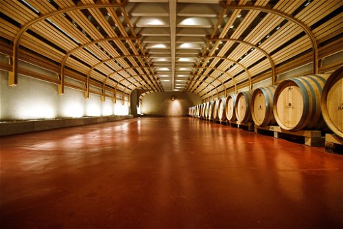 Riesig ist der Weinkeller am Weingut Wirsching.