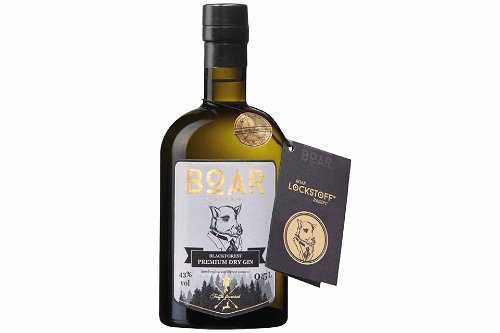 Boar Premium Dry GinEin Gin aus dem Schwarzwald, der zwar klassische Wacholdernoten enthält, aber auch Aromen vom Burgundertrüffel.