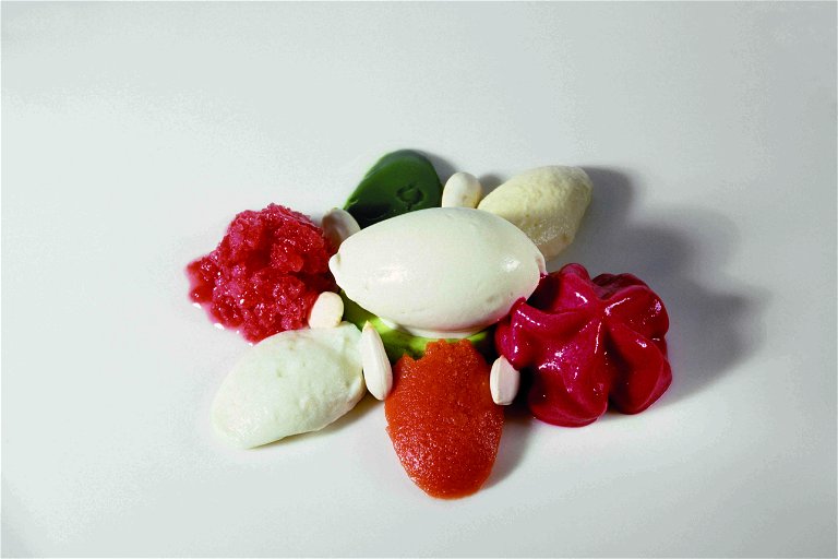 Gemüseeintopf in unterschiedlichen Texturen, Wahrzeichen des Restaurants »El Bulli«.