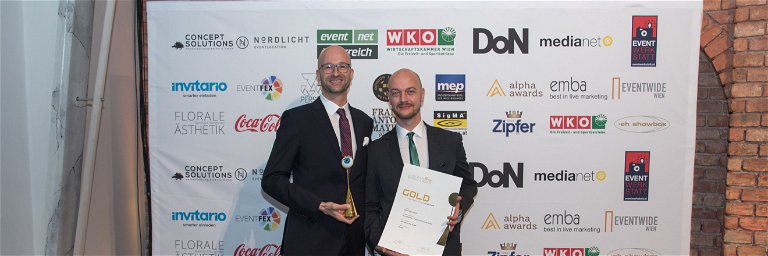 Opernredoute-Organisator Bernd Pürcher und Green Event Manager Ingo Reinhardt nahmen den Preis entgegen.