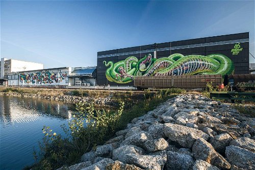 Mural Harbor: moderne Kunst am Handelshafen in Linz.