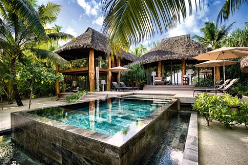 Exklusivstes Resort des Landes: »The Brando« wurde im privaten und naturgeschützten Atoll Tetiaroa sorgsam zwischen Kokospalmen gebettet.