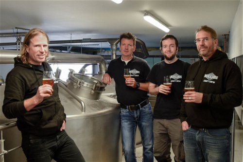 Die Crew der Wacken Brauerei: Helge Pahl, Marc Offermann, Matthias Brocke und Hendrik Pahl.
