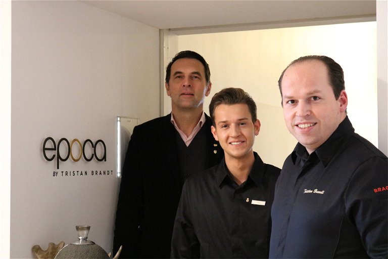 Burkhard Wolter, Geschäftsführer und Hotel Direktor des «Waldhaus Flims», «EPOCA»-Küchenchef Niklas Oberhofer und Patron Tristan Brandt.