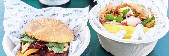 «Pan con Chicharrón» mit glasiertem Schweinebauch und «Bao Nikkei» mit Tempura Soft Shell Crab