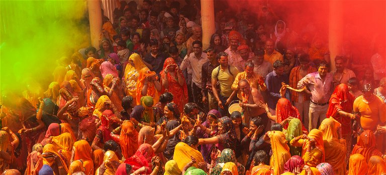 On the day of Holi, the entire streets and towns turn beautifully in red, green and yellow as people throw coloured powder into the air and splash them on others