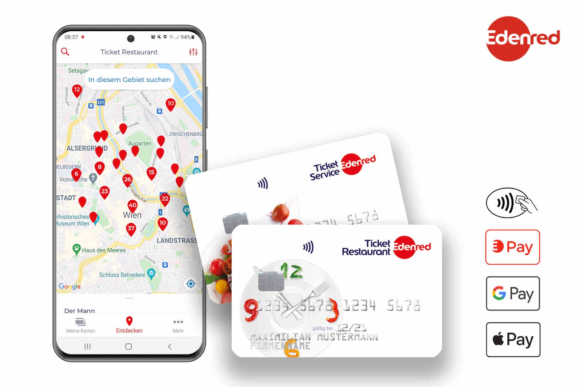 Prepaid-Karten und Edenred-App ermöglichen eine bequeme, unkomplizierte Abwicklung und Bezahlung.