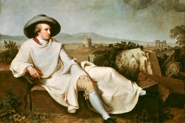 «Goethe in der Campagna» von Johann Tischbein.&nbsp;Der Maler porträtierte den Dichter im Jahr 1787 während dessen grosser Italien-Reise.&nbsp;Es ist heute in Goethes Geburtsstadt Frankfurt zu sehen.
