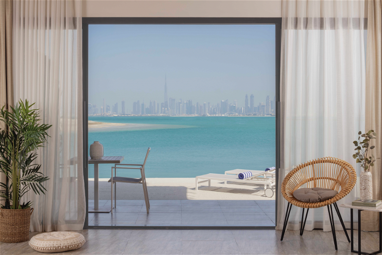 The view from a junior suite at the World Islands Dubai Resort.
