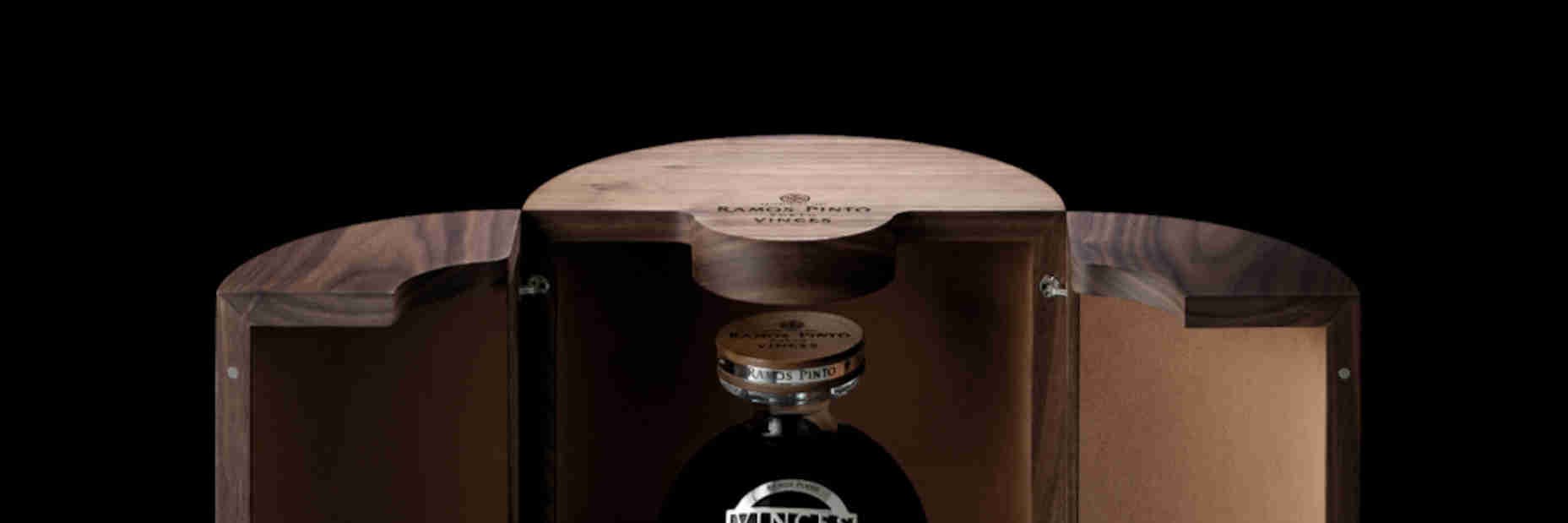 The Vinces Very Old Tawny Port in its purpose-made bottle and case