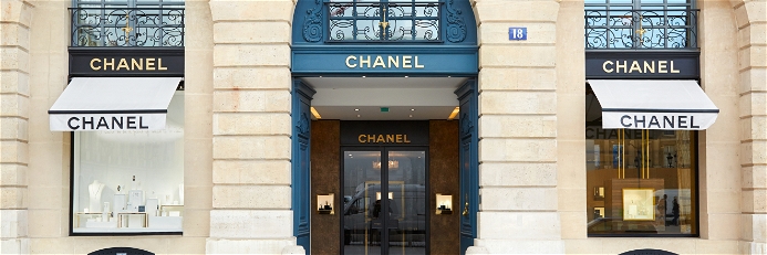 A Paris shop of fashion house Chanel, whose wines are being auctioned next month.