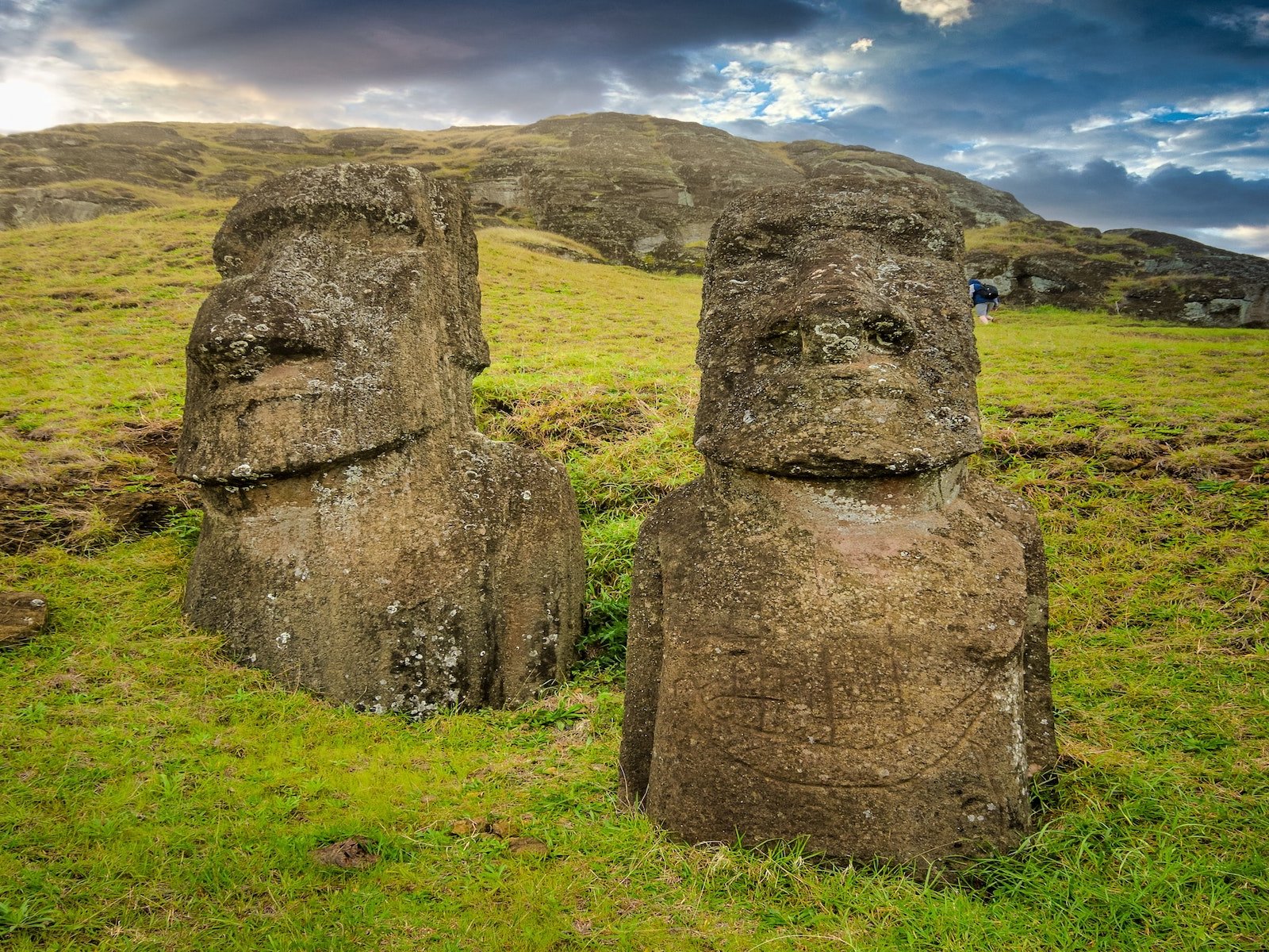 The famous Easter Island statues.