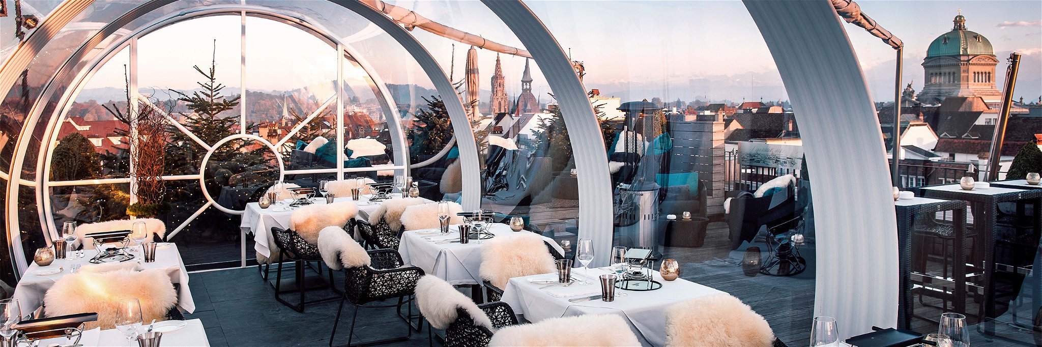 Das Pop-Up-Restaurant «Tubbo» bietet einen 360-Grad-Blick über Bern.