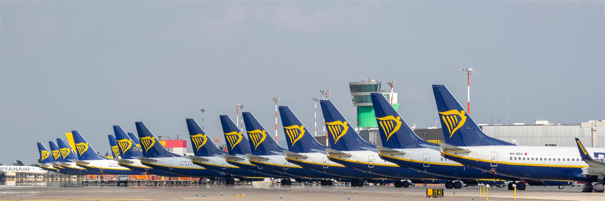Dozens of Ryanair planes grounded in Italy during the pandemic in 2020.