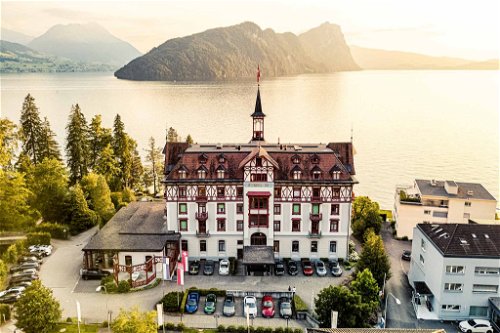 The Vitznauerhof hotel is located directly on the shores of Lake Lucerne.&nbsp;