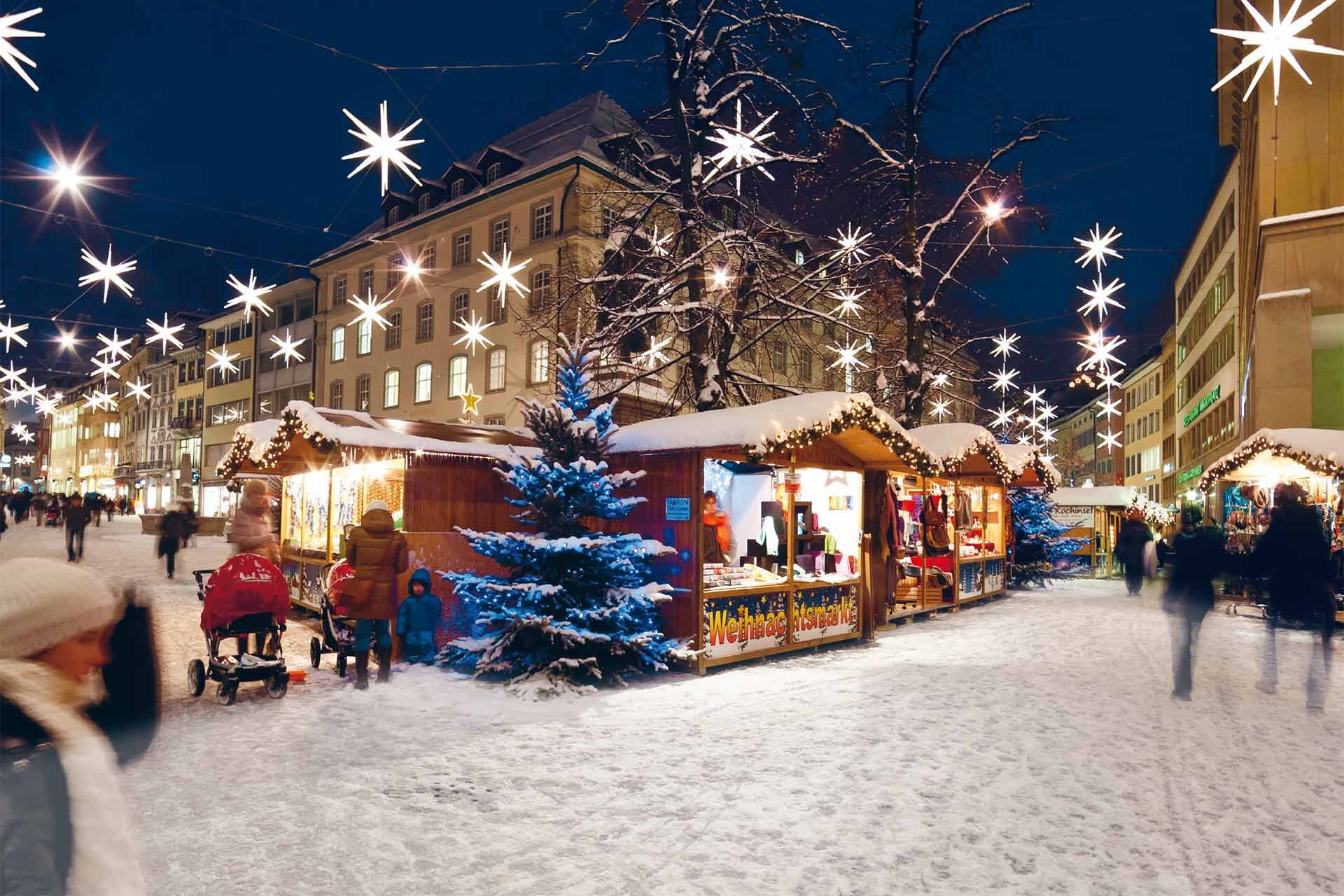 Der St. Galler Weihnachtsmarkt geht vom Waaghaus über den Bohl bis zum Marktplatz.