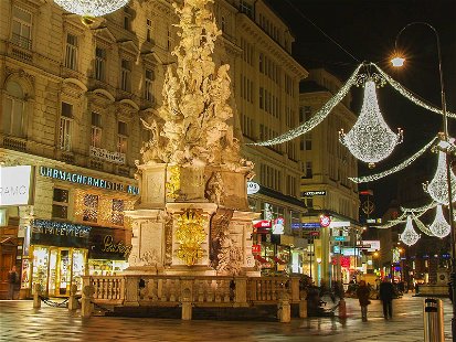 Weihnachtliche Stimmung am Graben in der Wiener City