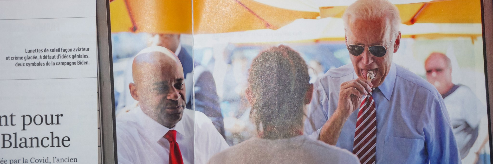 A photo of Joe Biden enjoying an ice cream printed in&nbsp;a French magazine in 2020.