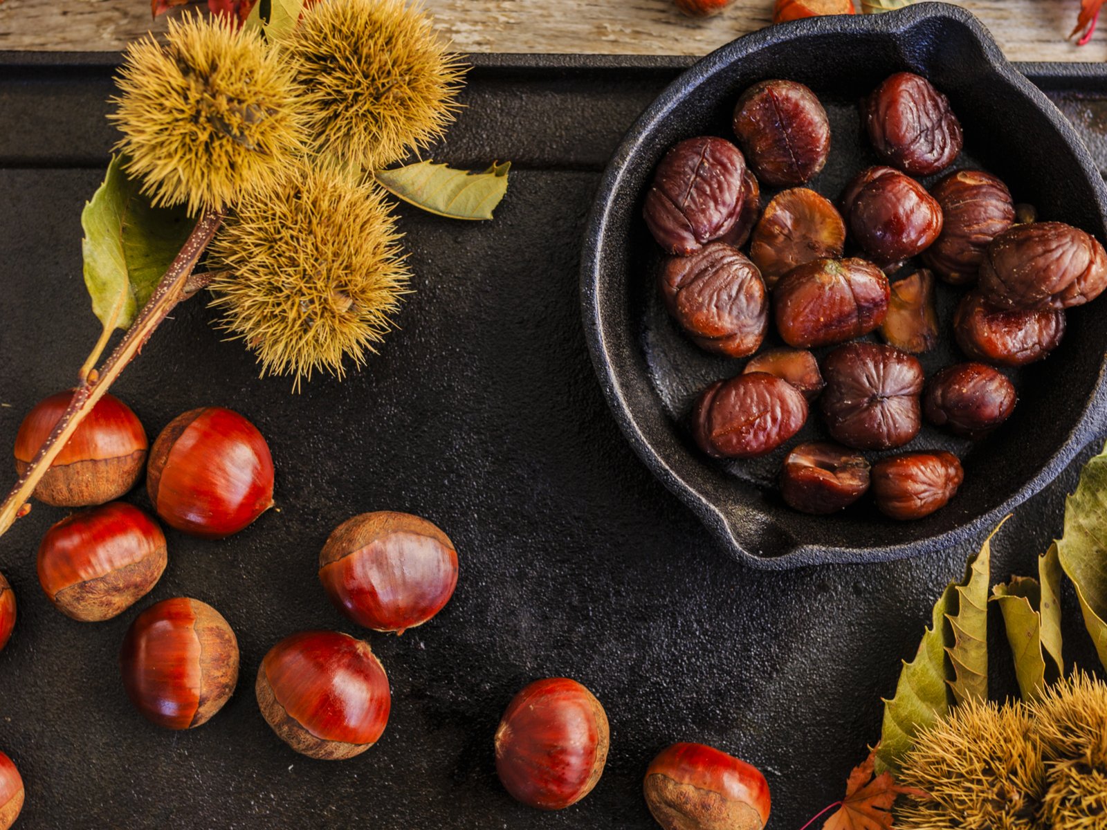 Roasted chestnuts are a delicious winter treat.