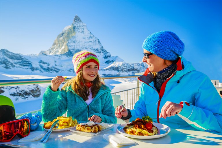 Dining in Zermatt includes a panoramic view of the Matterhorn.