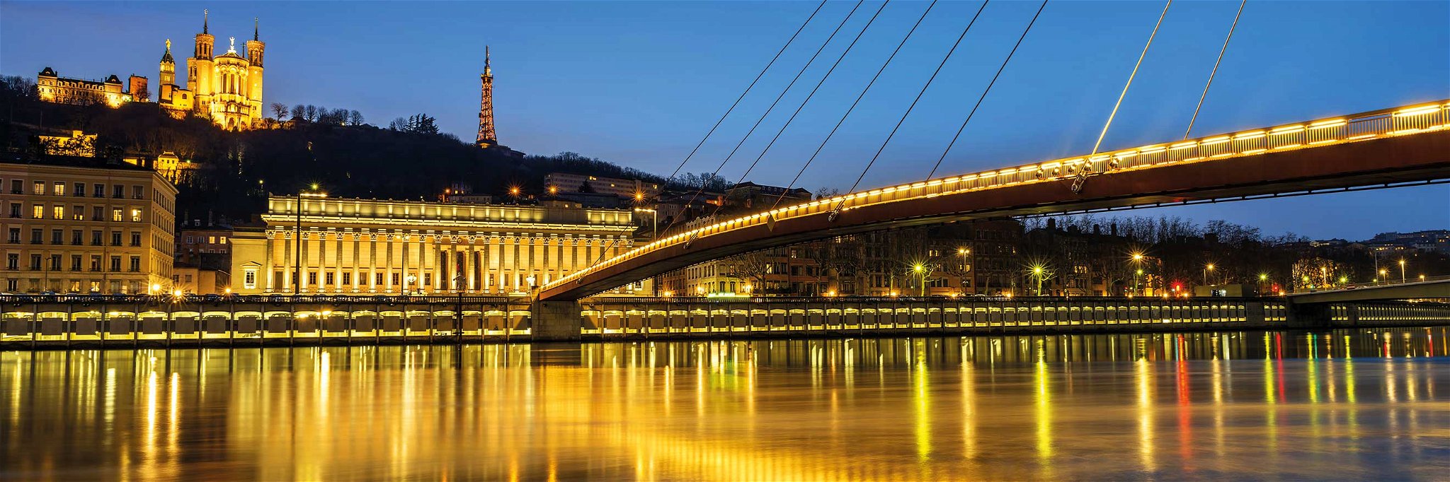 Lyon at night - ever since 1998 its historic centre has been a UNESCO World Heritage site.