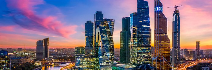 Moskauer Wolkenkratzer und Skyline-Architektur