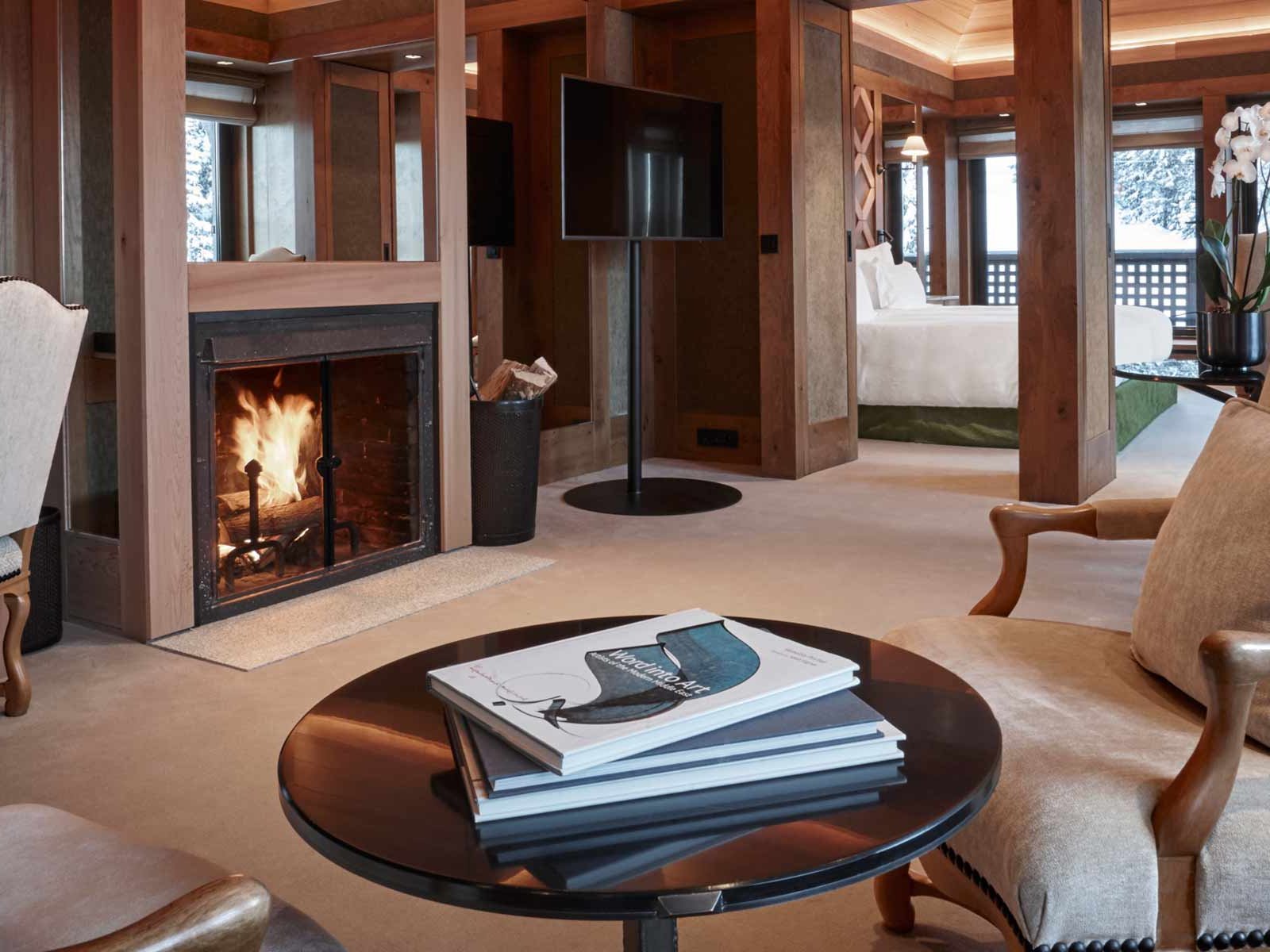 There is always a cosy atmosphere at the Aman Le Melézin&nbsp;in Courchevel, France.