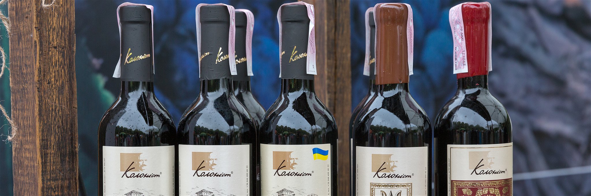 Auswahl an Weinen aus der Ukraine.