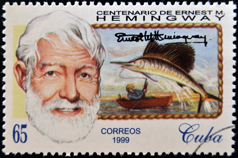 A Cuban stamp referencing Hemingway's novella&nbsp;The Old Man and the Sea.