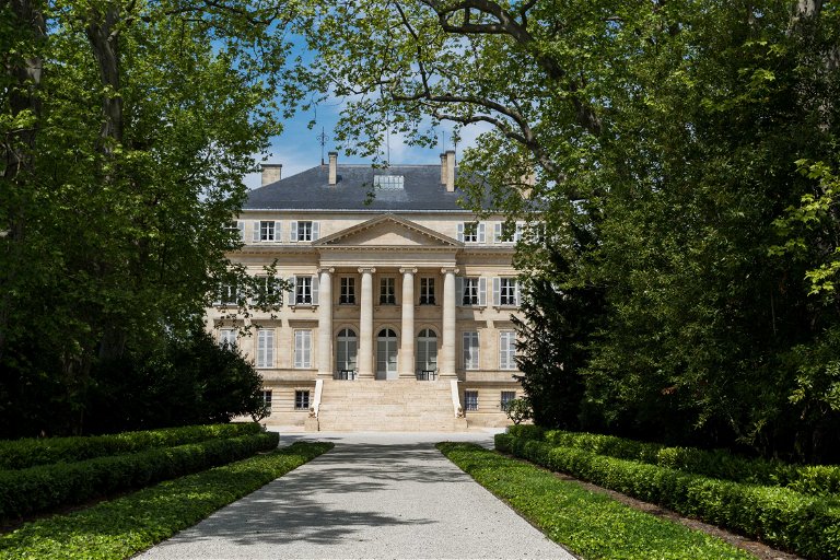 Das historische Schloss&nbsp;Margaux, liegt an der berühmten Weinroute Médoc, in der Nähe von Bordeaux in Gironde.