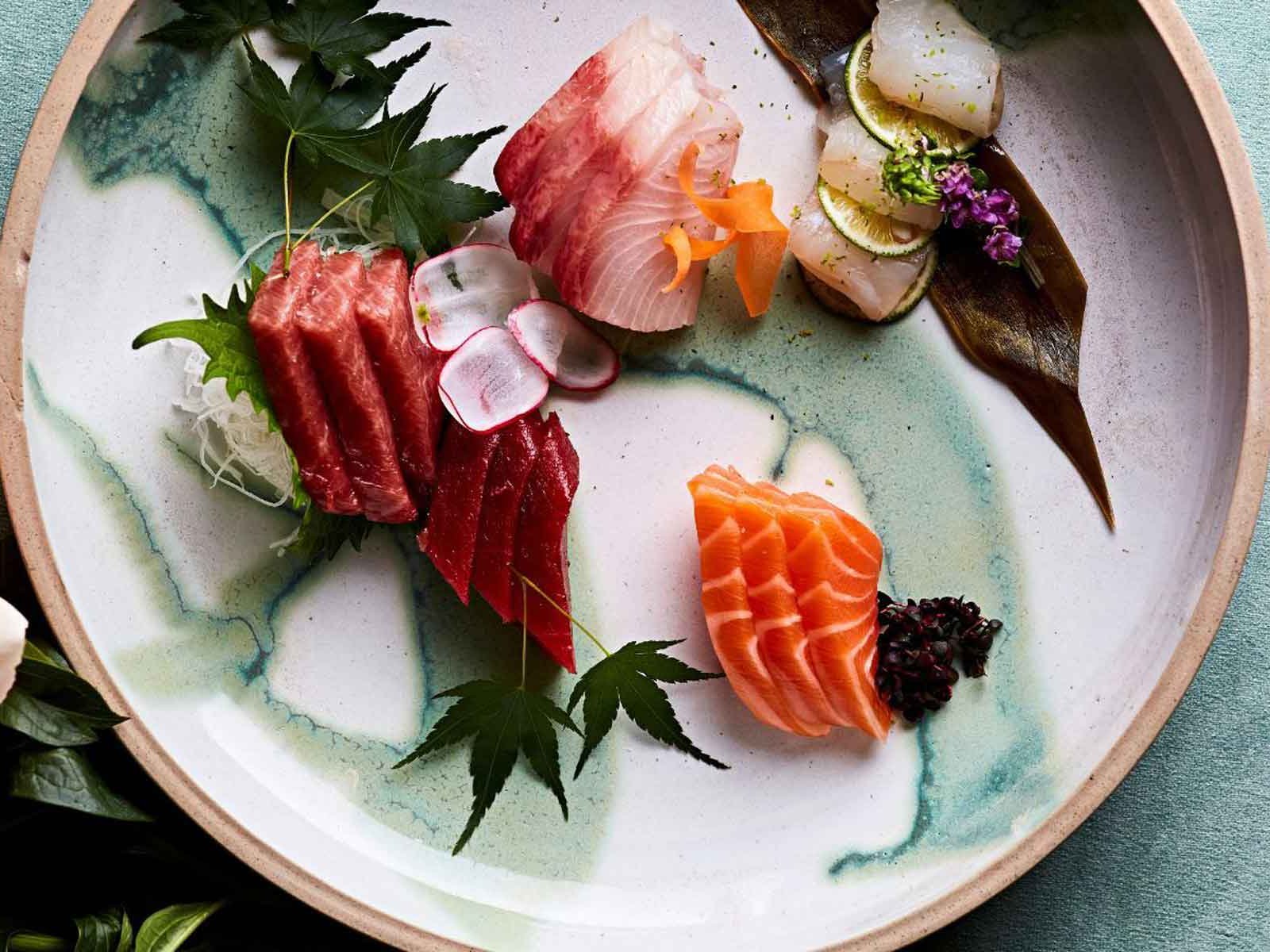 A dish of sashimi at KOYN restaurant.