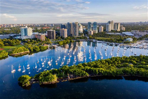 In Coconut Grove, Miami shows its quiet side with boats rocking gently in the harbour and lush green streets.
