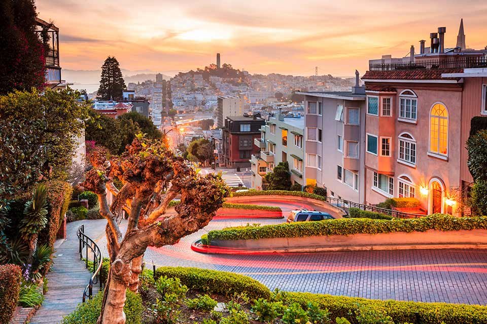 “Lombard Street" in San Francisco, California.