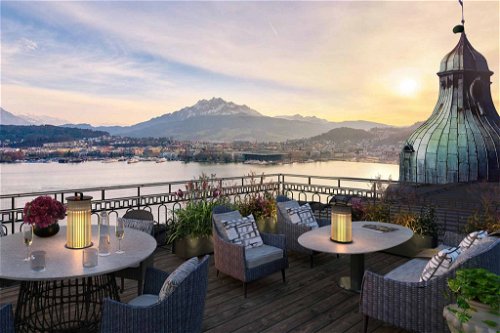 The roof terrace of the Mandarin Oriental Palace, Lucerne