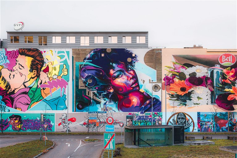 Change of colours. Internationale Street-Art-Grössen&nbsp;wie&nbsp;Mr. Cenz (UK), Bane &amp; Chromeo (CH) und Bust (CH)&nbsp;kreierten im Jahr 2020 auf&nbsp;800 m2&nbsp;drei grosse Murals.