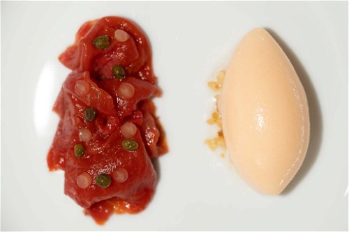 Zum Dessert servierte Andreas Caminda&nbsp;unter anderem getrockente&nbsp;Wassermelone mit Cheesecake.