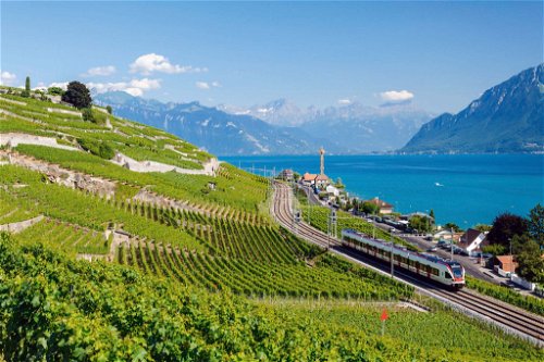 Paradiesische Bahnfahrt: Die Fahrt mit dem Zug an den Genfersee sollten Weinfreaks unbedingt einmal machen.