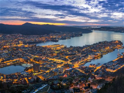 View of Bergen, Norway, from Mt. Fløyen.