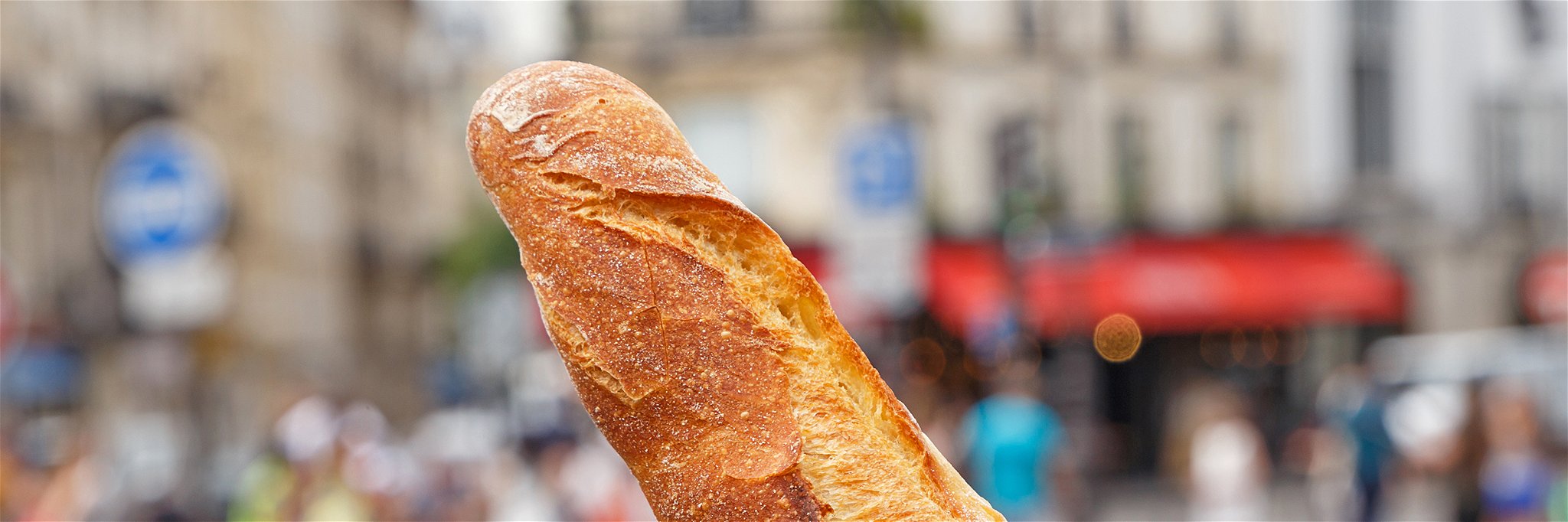 A typical baguette is made only from flour, water, salt and yeast.