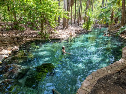 Mataranka hot pools in Elsey National Park in the Northern Territory, Australia.