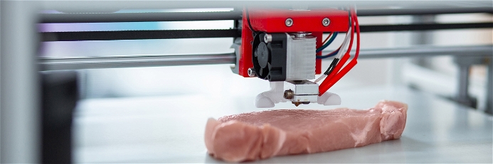 Einer Bitkom-Umfrage zufolge können sich 17 Prozent der Deutschen vorstellen, »Fleisch« aus dem 3D-Drucker zu essen.